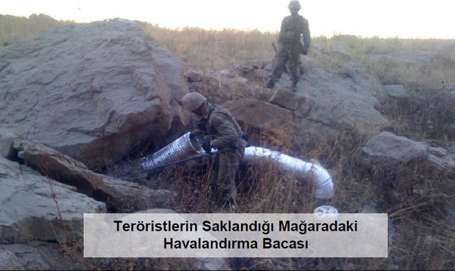 Mehmetçik, PKK'lıların sığınağını buldu ve imha etti. 6 odalı sığın 121
