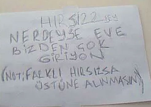 Yurdum insanınından hırsızlara mesaj 1