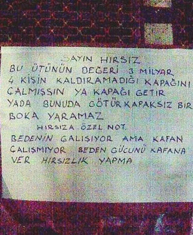 Yurdum insanınından hırsızlara mesaj 2