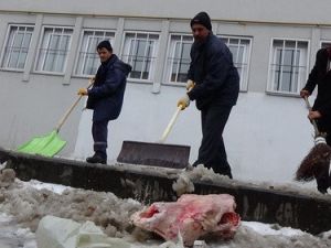 Kars'ta Öğrencilerin Kartopu Keyfi