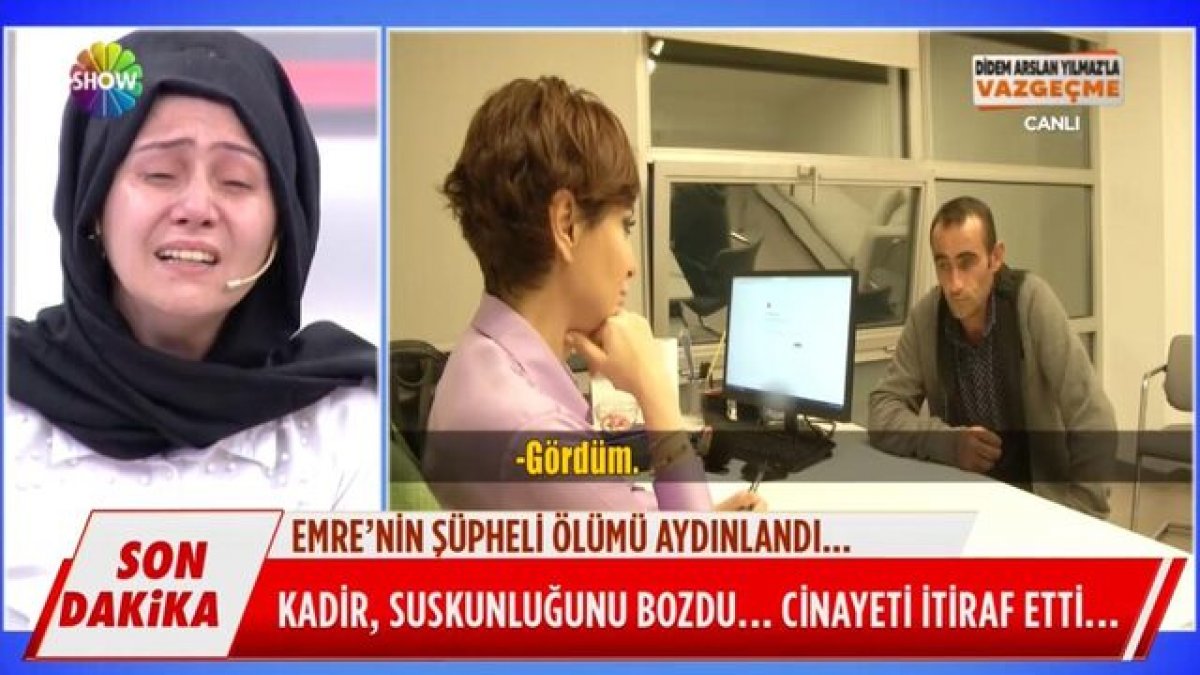 Show TV'de Vazgeçme programında cinayet itirafı geldi ve hemen gözaltına alındı