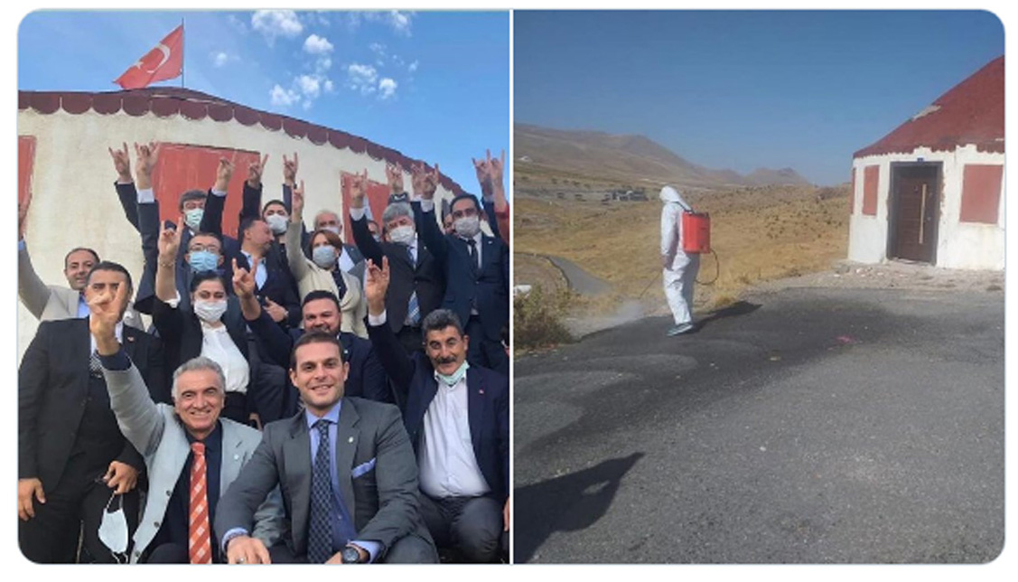 İyi Partililerin ziyaret ettiği yeri Ülkü Ocakları dezenfekte etti