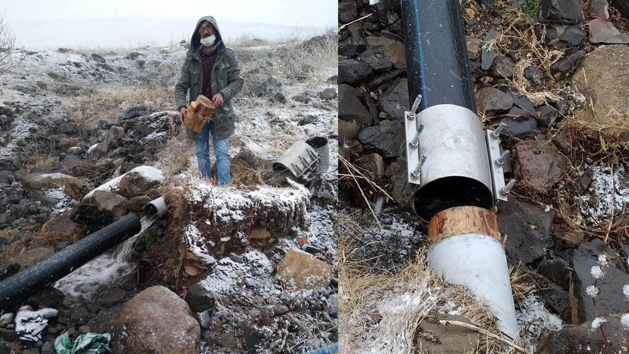 Ardahan'ın Göle ilçesinde boruya odun tıkayıp ilçeyi susuz bıraktılar