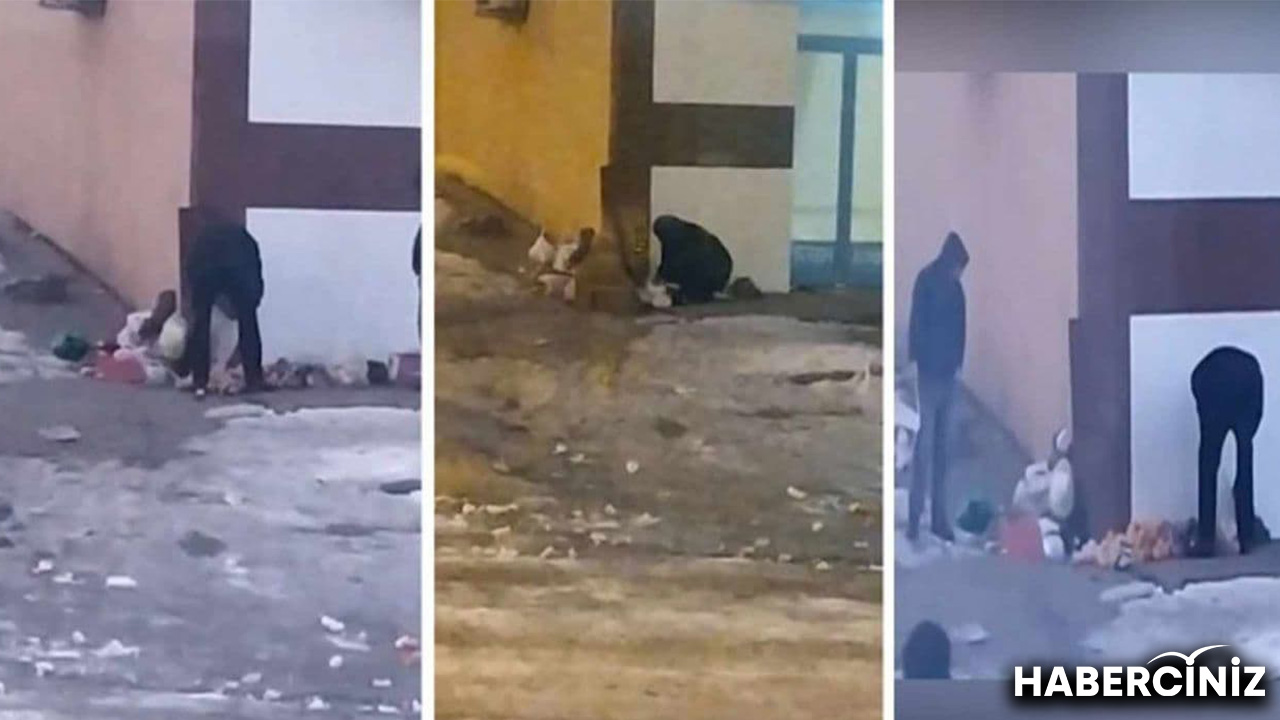 İsyan ettiren video! Vatandaş market kapısına çöp diye atılan yiyecekleri topluyor