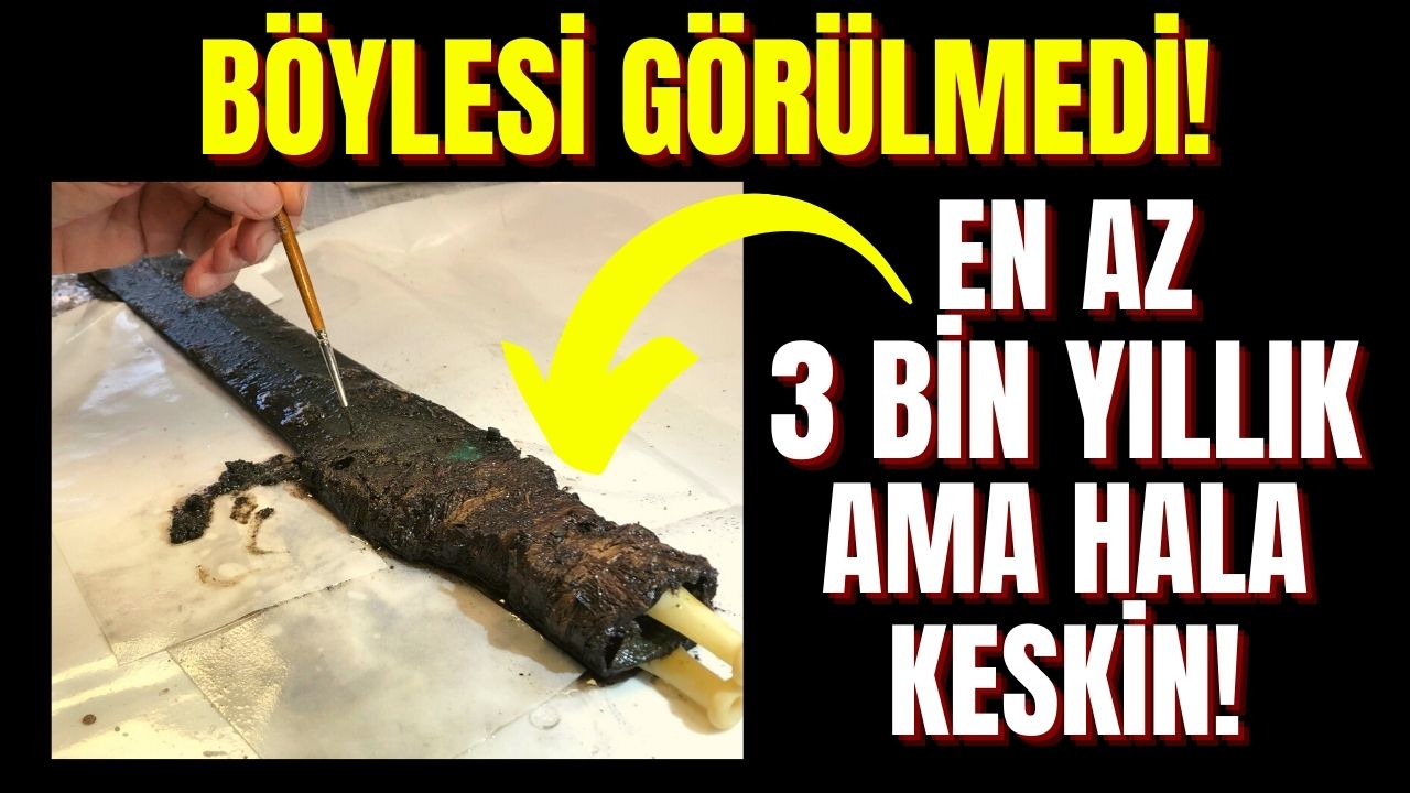 Arkeologların bulduğu savaş aleti 3 bin yıl öncesinden günümüze kadar sapa sağlam kalmış beze sarıp gömmüşler