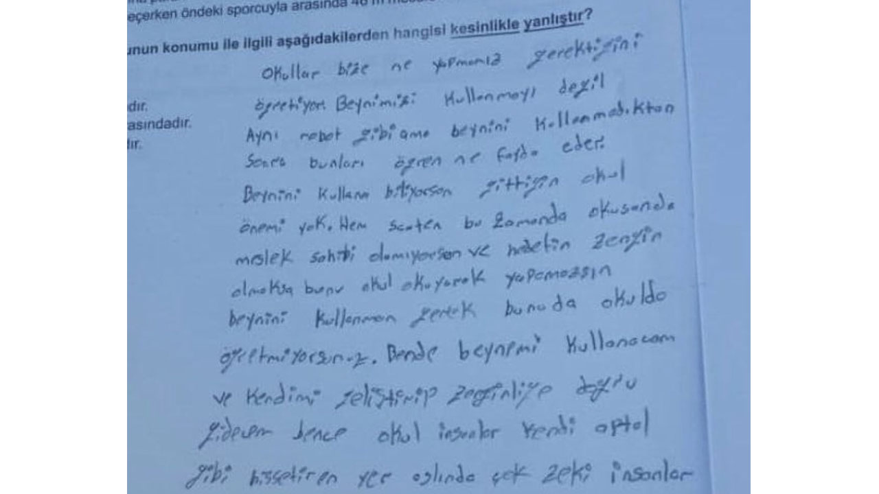 Köyde yaşayan LGS öğrencisinin kitapçığa yazdığı not, sözün bittiği yer dedirtti