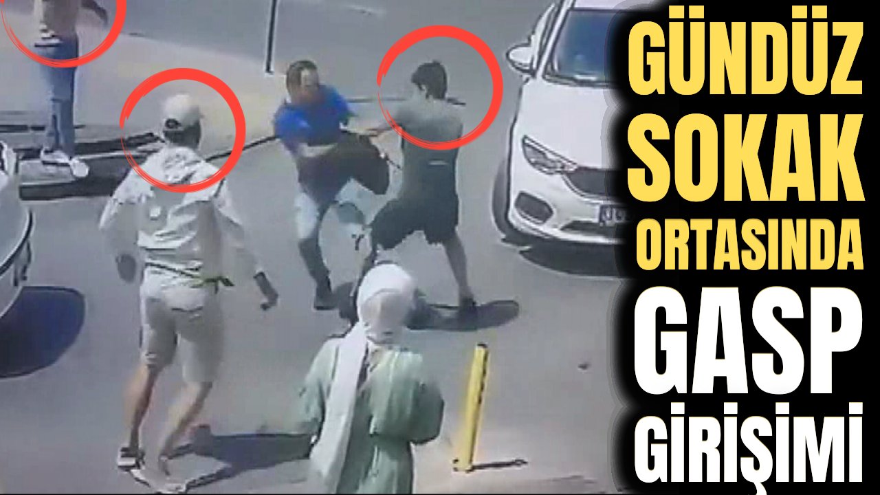 Sokak ortasında can güvenliği kalmadı! Herkesin içinde tekme tokat gasp girişimi