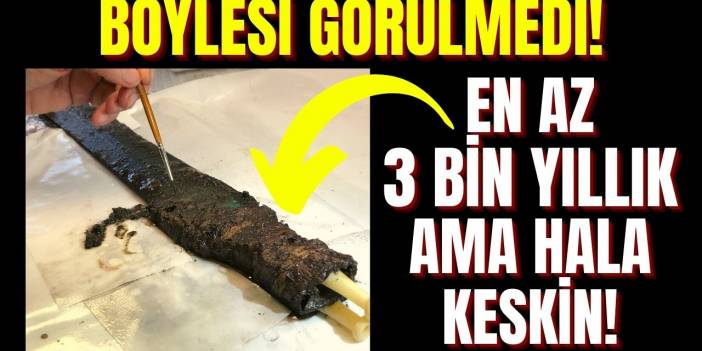 Arkeologların bulduğu savaş aleti 3 bin yıl öncesinden günümüze kadar sapa sağlam kalmış beze sarıp gömmüşler