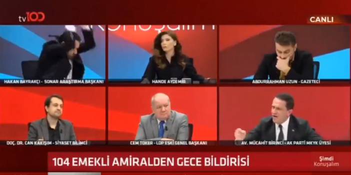 Emekli amirallerin konuşulduğu canlı yayında birbirlerine girip, masa yumrukladılar